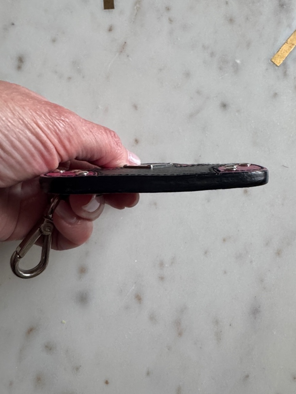 Prada Saffiano Black & Pink Mini Bag Keychain - Picture 6 of 11